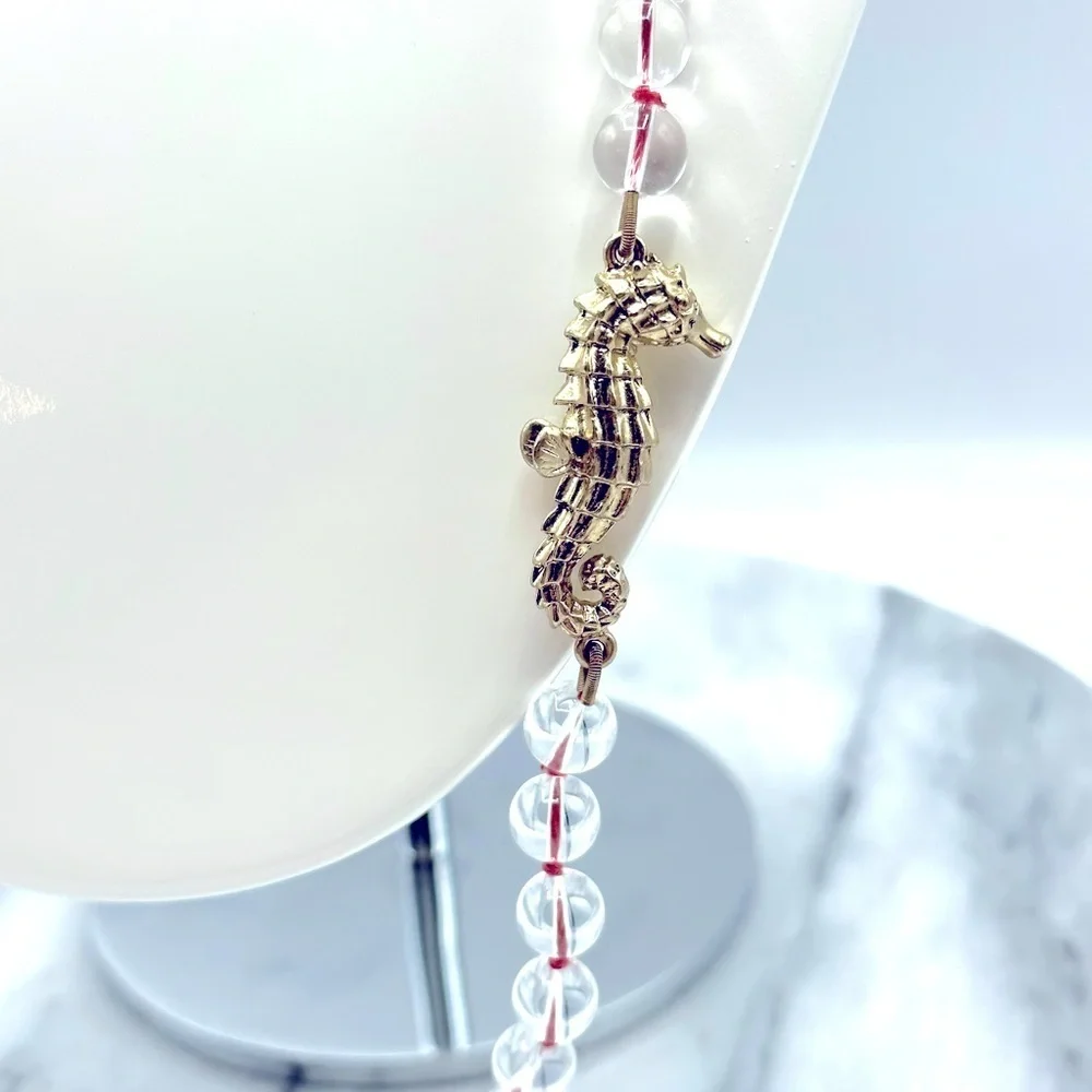 J. Crew Nautical Seahorse Glass‎ Bead Long Charm Necklace